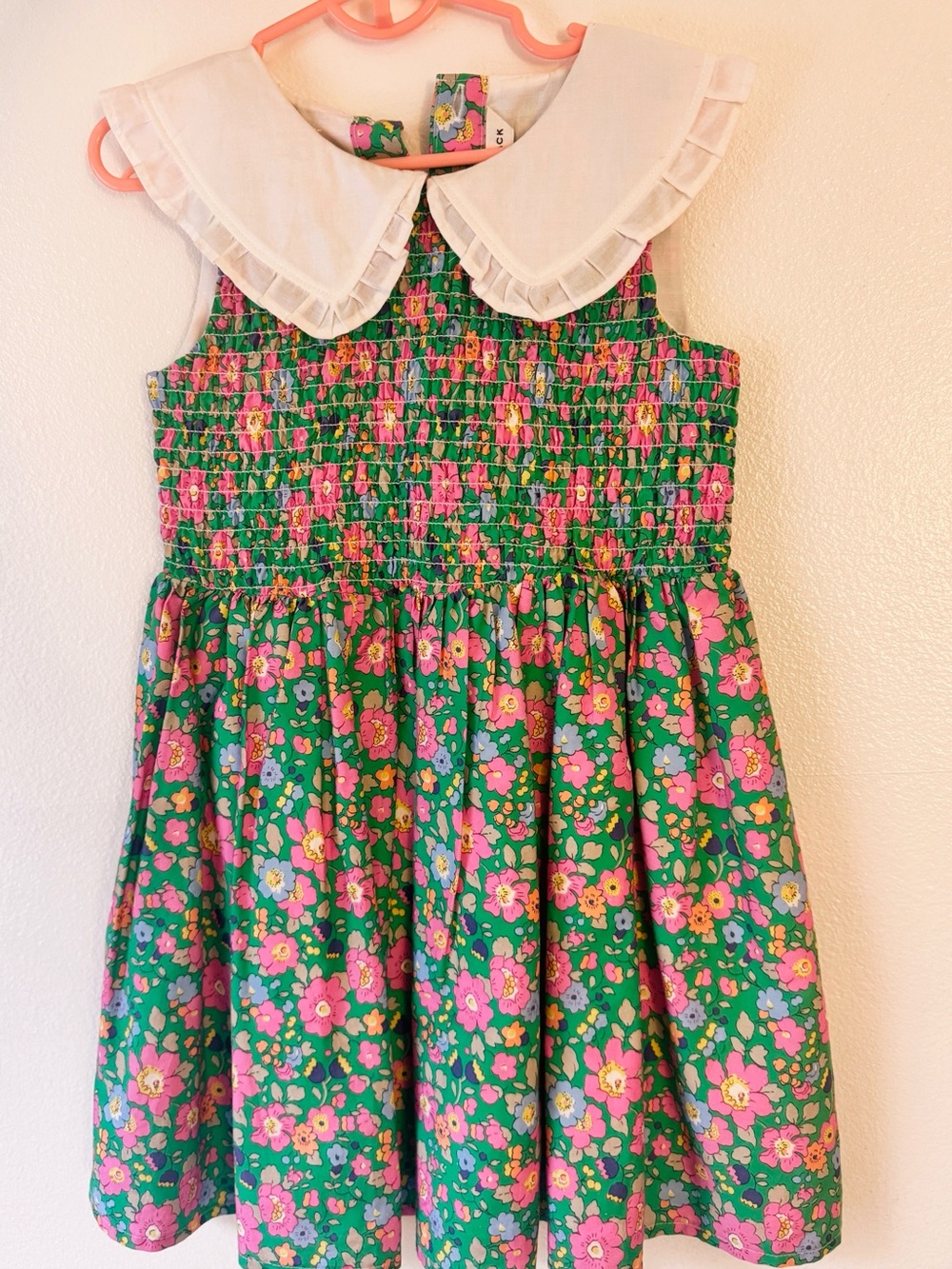 Janie and Jack Floral Smocked Dress with White Peter Pan Collar 4T